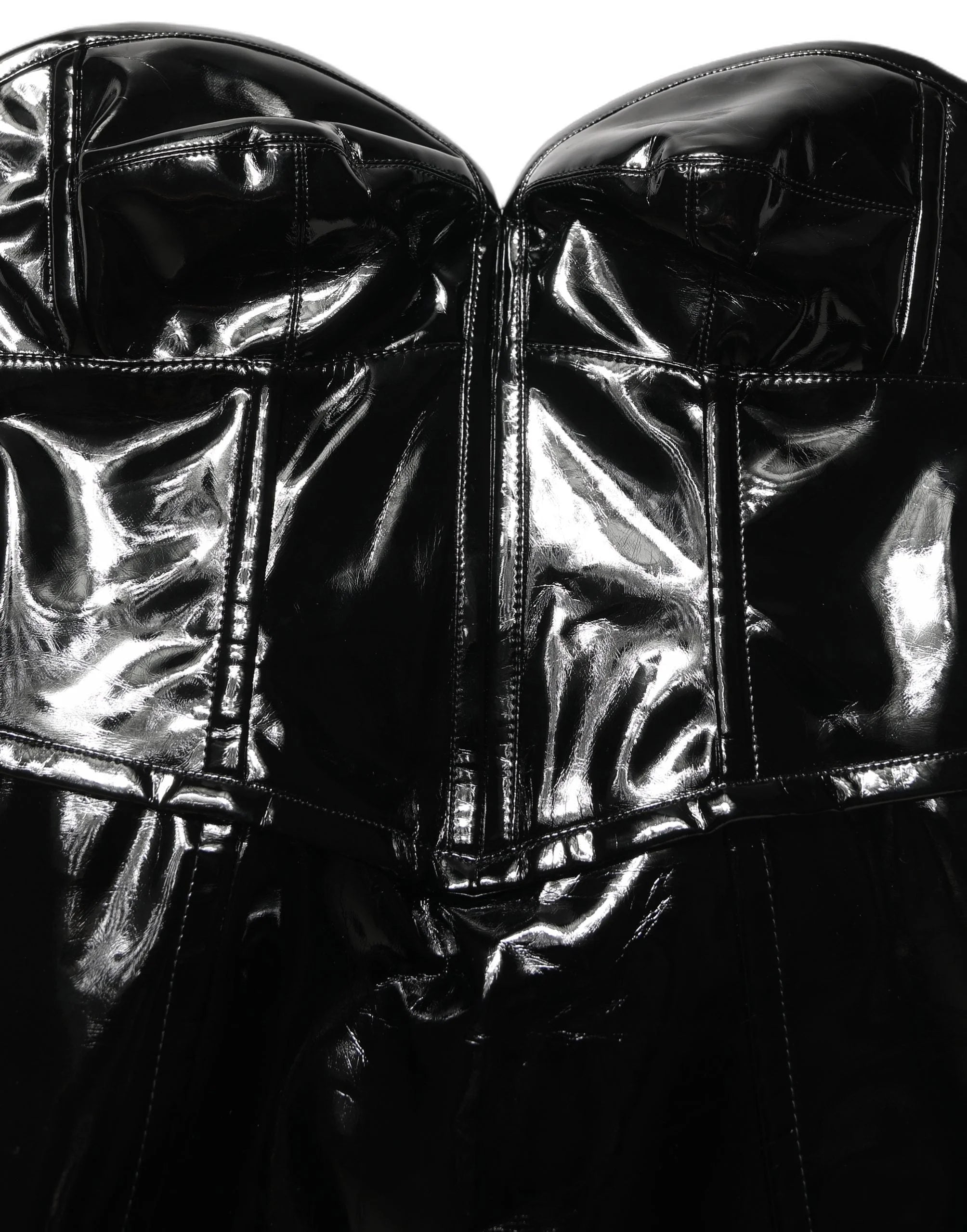 Dolce & Gabbana Black Patent Leather Corset Style Mini Dress