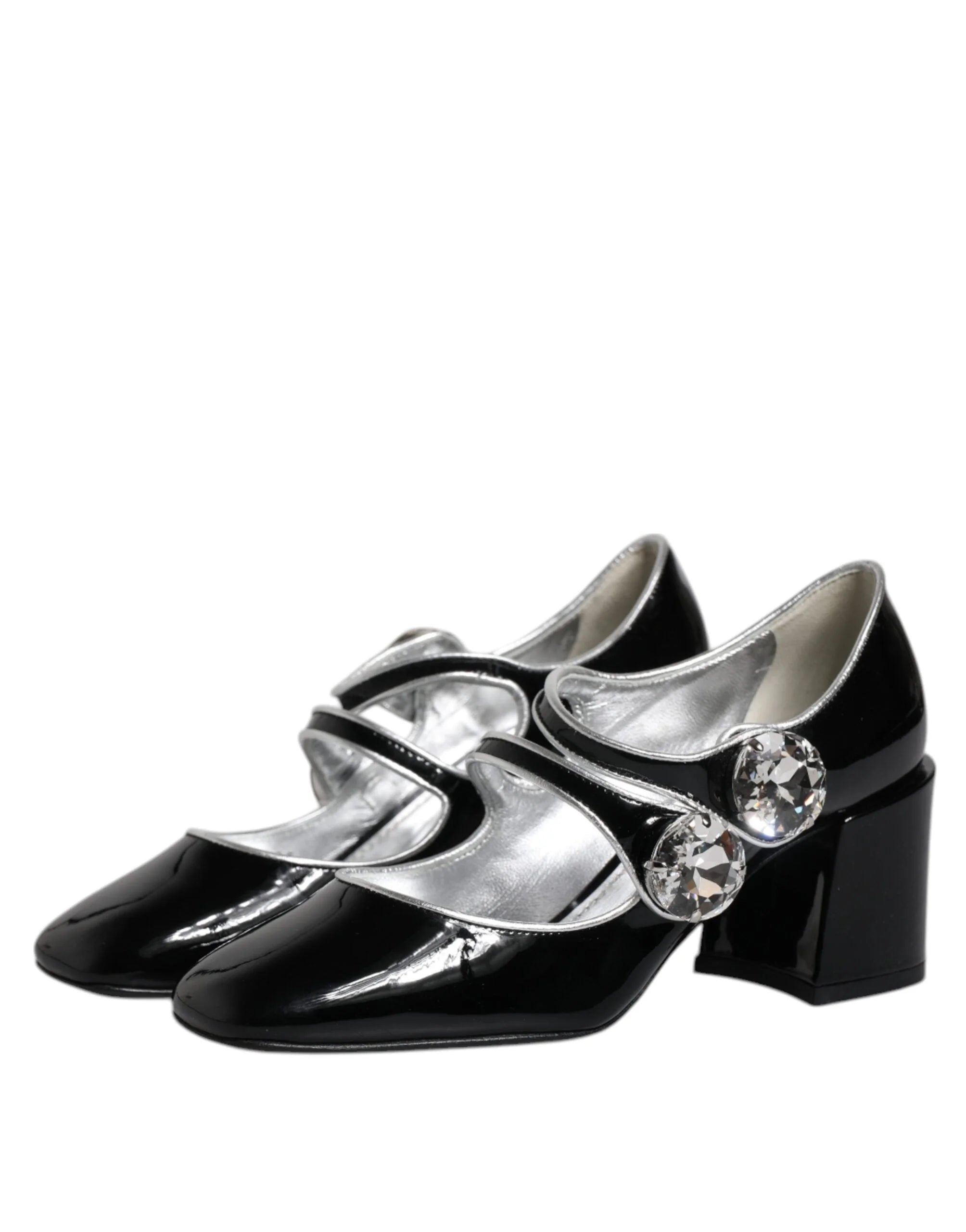 Dolce & Gabbana Black Patent Leather Crystal Mary Jane Pumps Shoes - EU35/US4.5