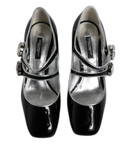 Dolce & Gabbana Black Patent Leather Crystal Mary Jane Pumps Shoes - EU35/US4.5