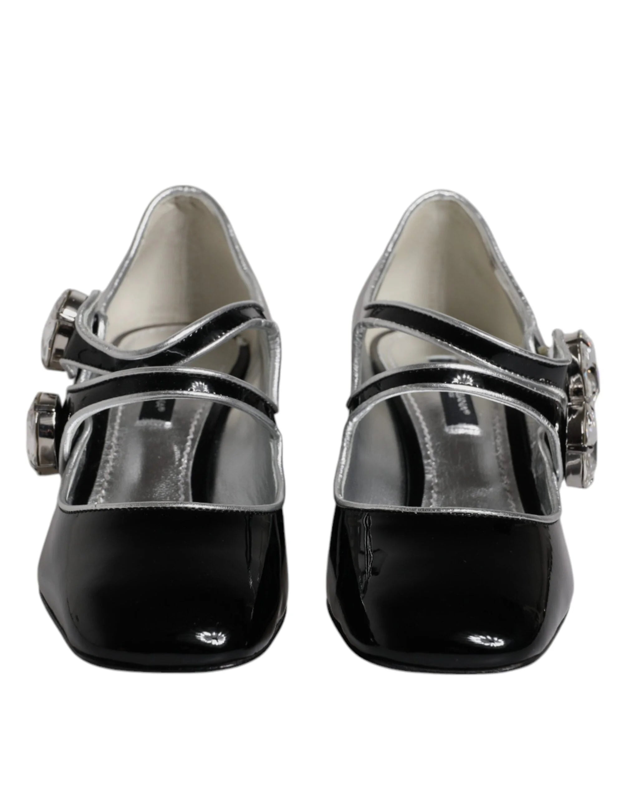 Dolce & Gabbana Black Patent Leather Crystal Mary Jane Pumps Shoes - EU35/US4.5 - Heels