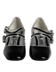 Dolce & Gabbana Black Patent Leather Crystal Mary Jane Pumps Shoes - EU35/US4.5 - Heels