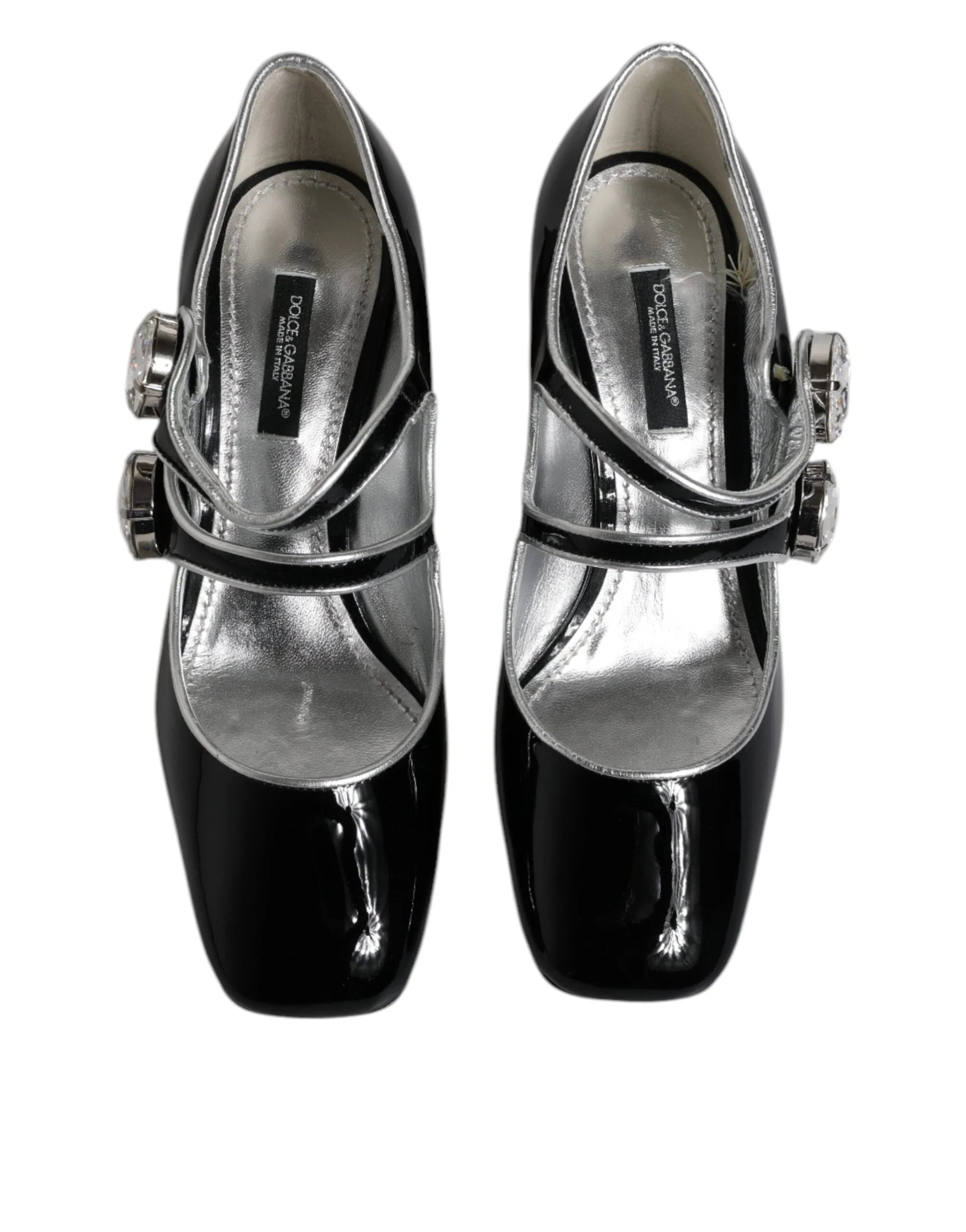 Dolce & Gabbana Black Patent Leather Crystal Mary Jane Pumps Shoes - EU35/US4.5 - Heels