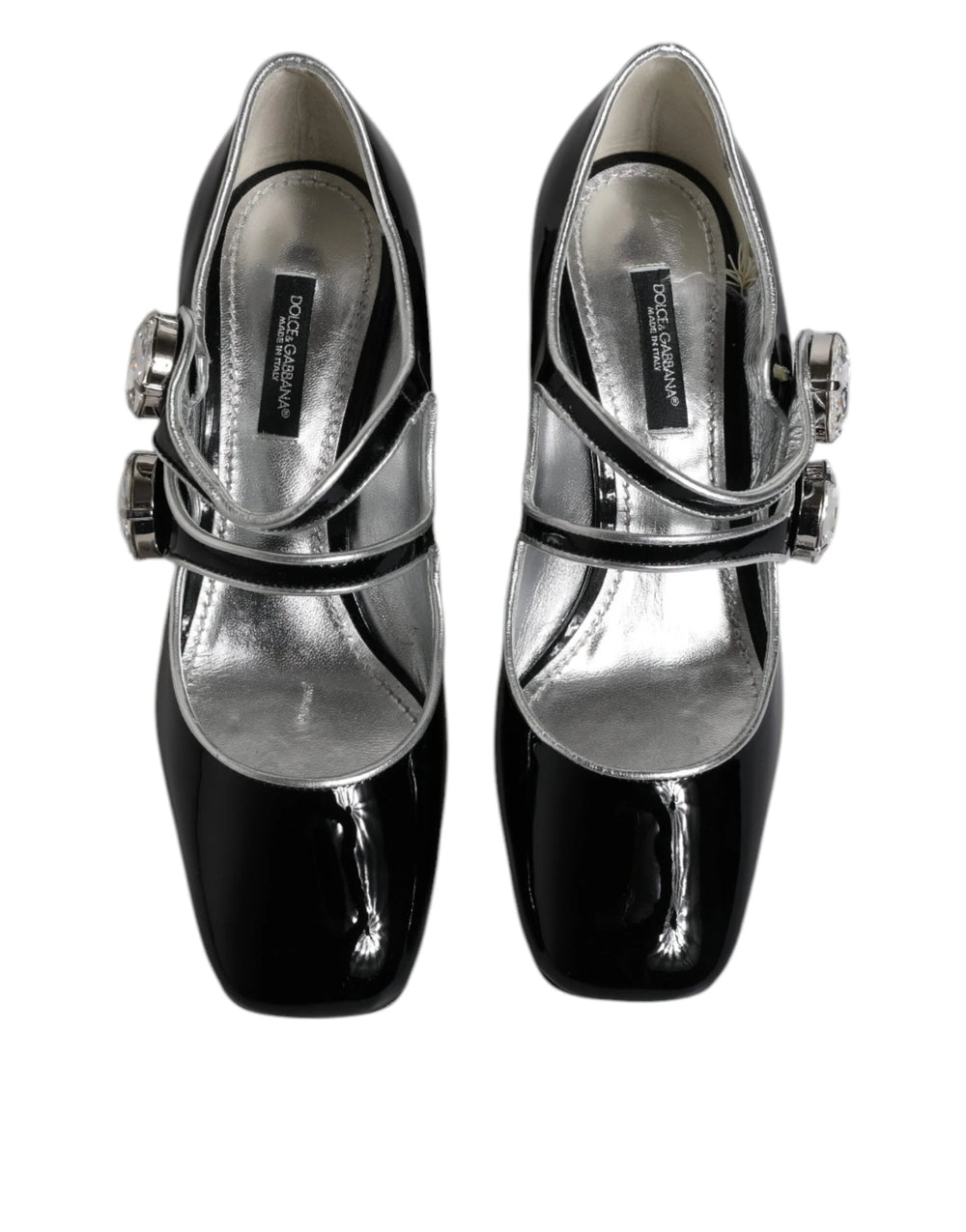 Dolce & Gabbana Black Patent Leather Crystal Mary Jane Pumps Shoes - EU35/US4.5 - Heels