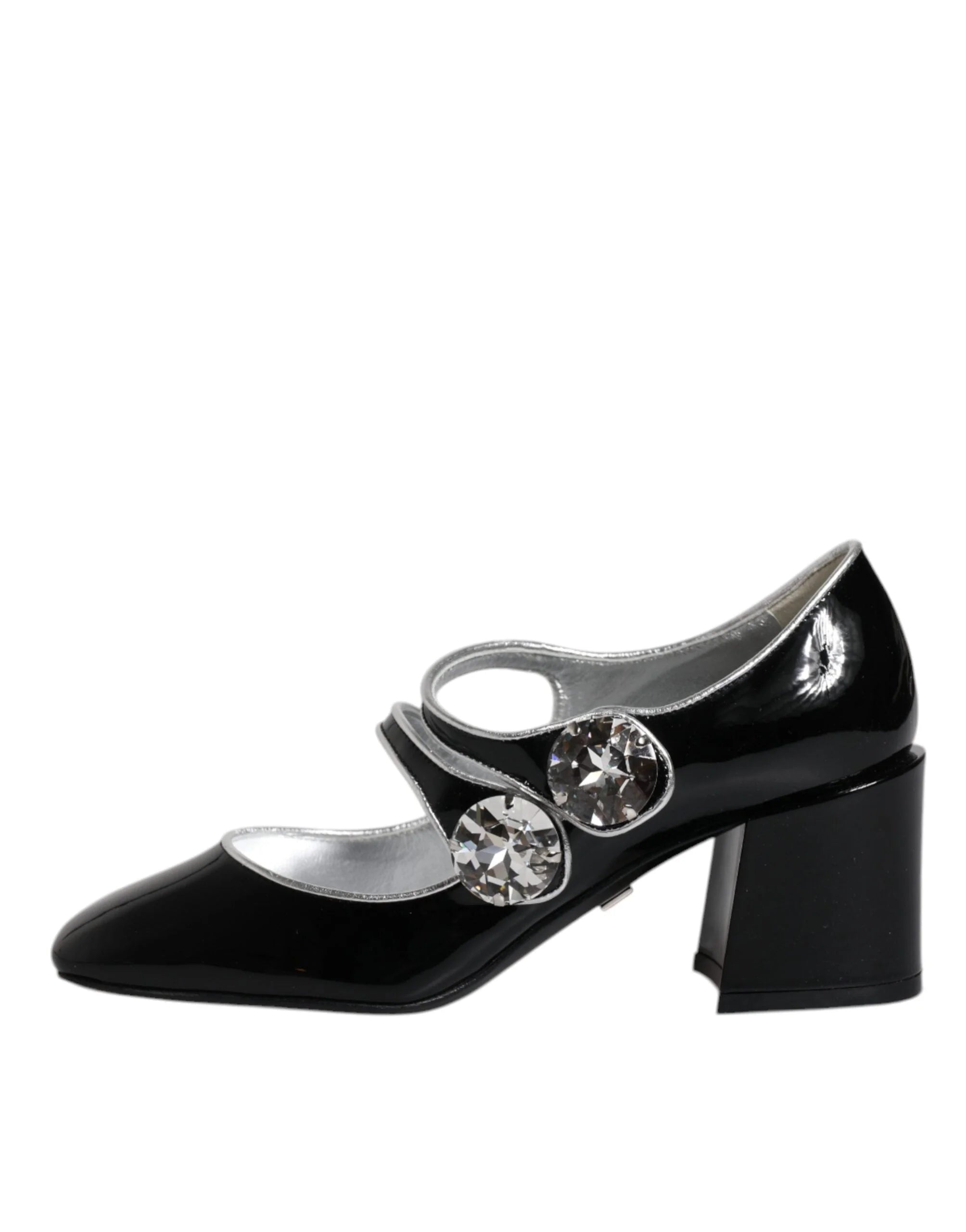 Dolce & Gabbana Black Patent Leather Crystal Mary Jane Pumps Shoes - EU35/US4.5 - Heels