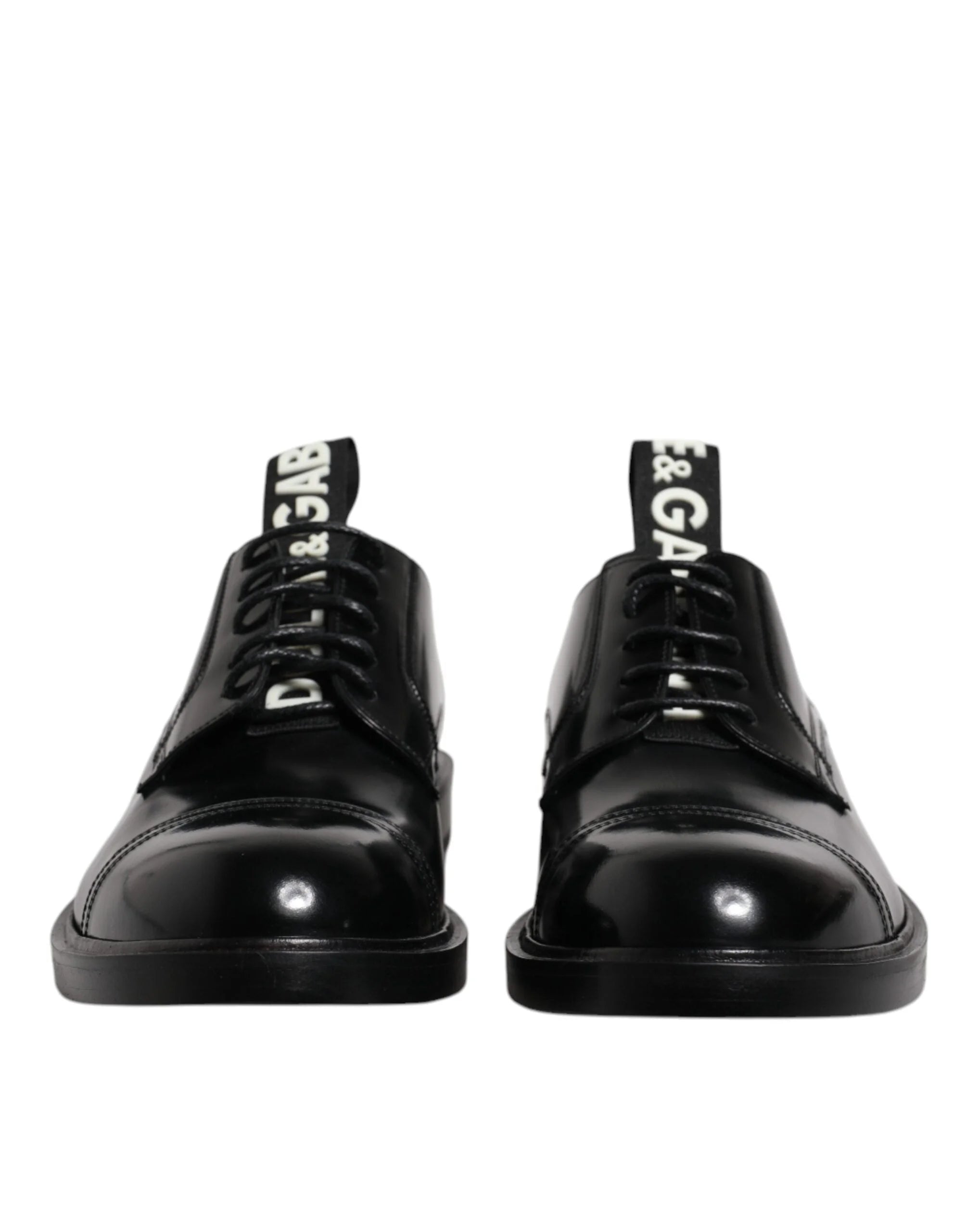 Dolce & Gabbana Black Patent Leather Derby Lace Up Formal Dress Shoes - Shoes