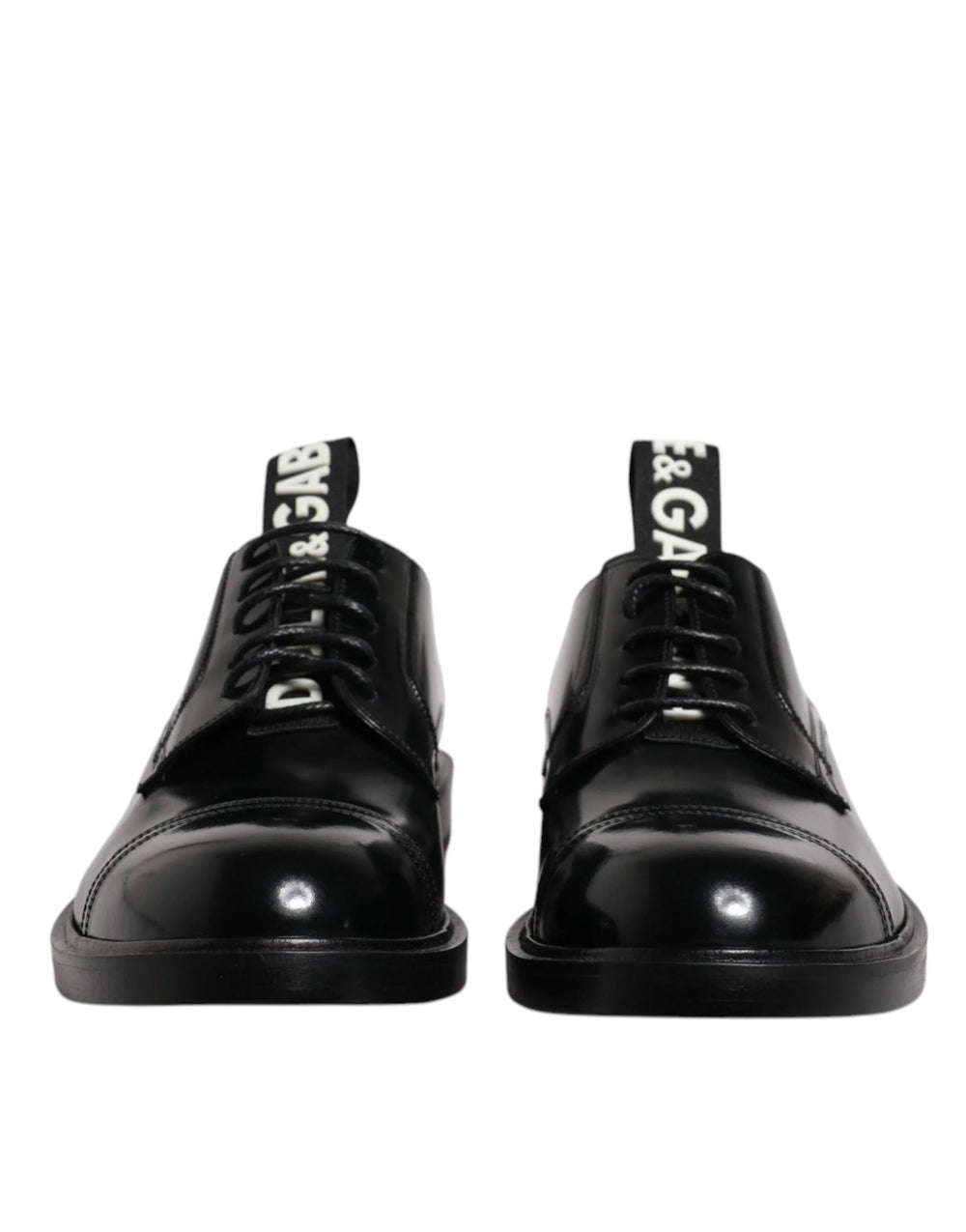 Dolce & Gabbana Black Patent Leather Derby Lace Up Formal Dress Shoes - Shoes
