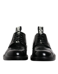 Dolce & Gabbana Black Patent Leather Derby Lace Up Formal Dress Shoes - Shoes