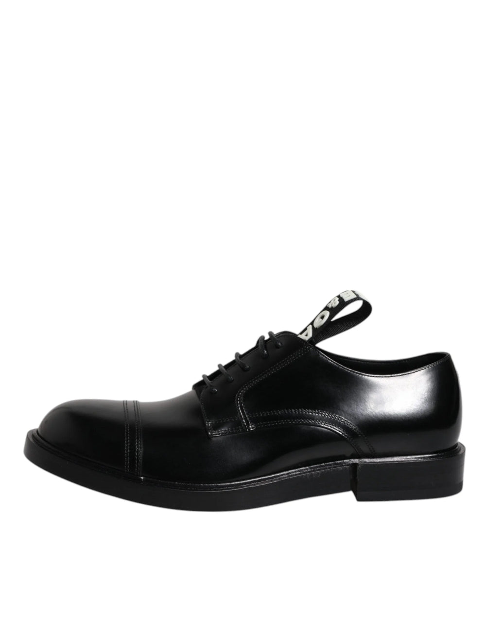 Dolce & Gabbana Black Patent Leather Derby Lace Up Formal Dress Shoes - Shoes