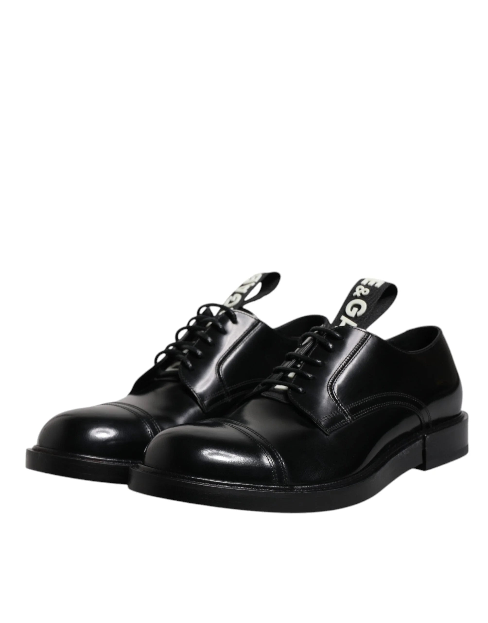 Dolce & Gabbana Black Patent Leather Derby Lace Up Formal Dress Shoes - Shoes