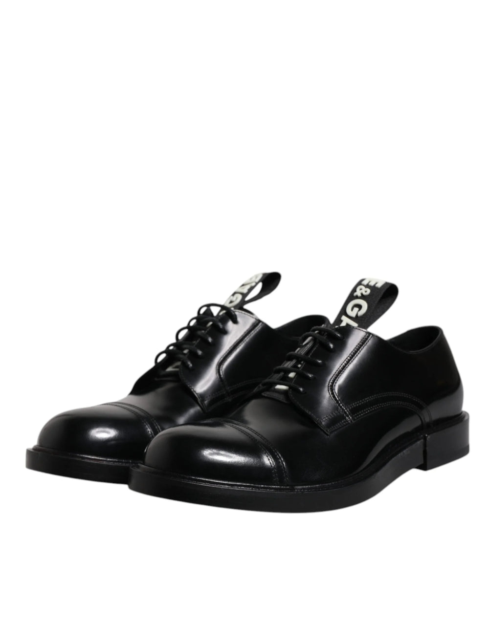 Dolce & Gabbana Black Patent Leather Derby Lace Up Formal Dress Shoes - Shoes