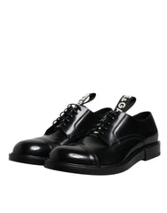 Dolce & Gabbana Black Patent Leather Derby Lace Up Formal Dress Shoes - Shoes