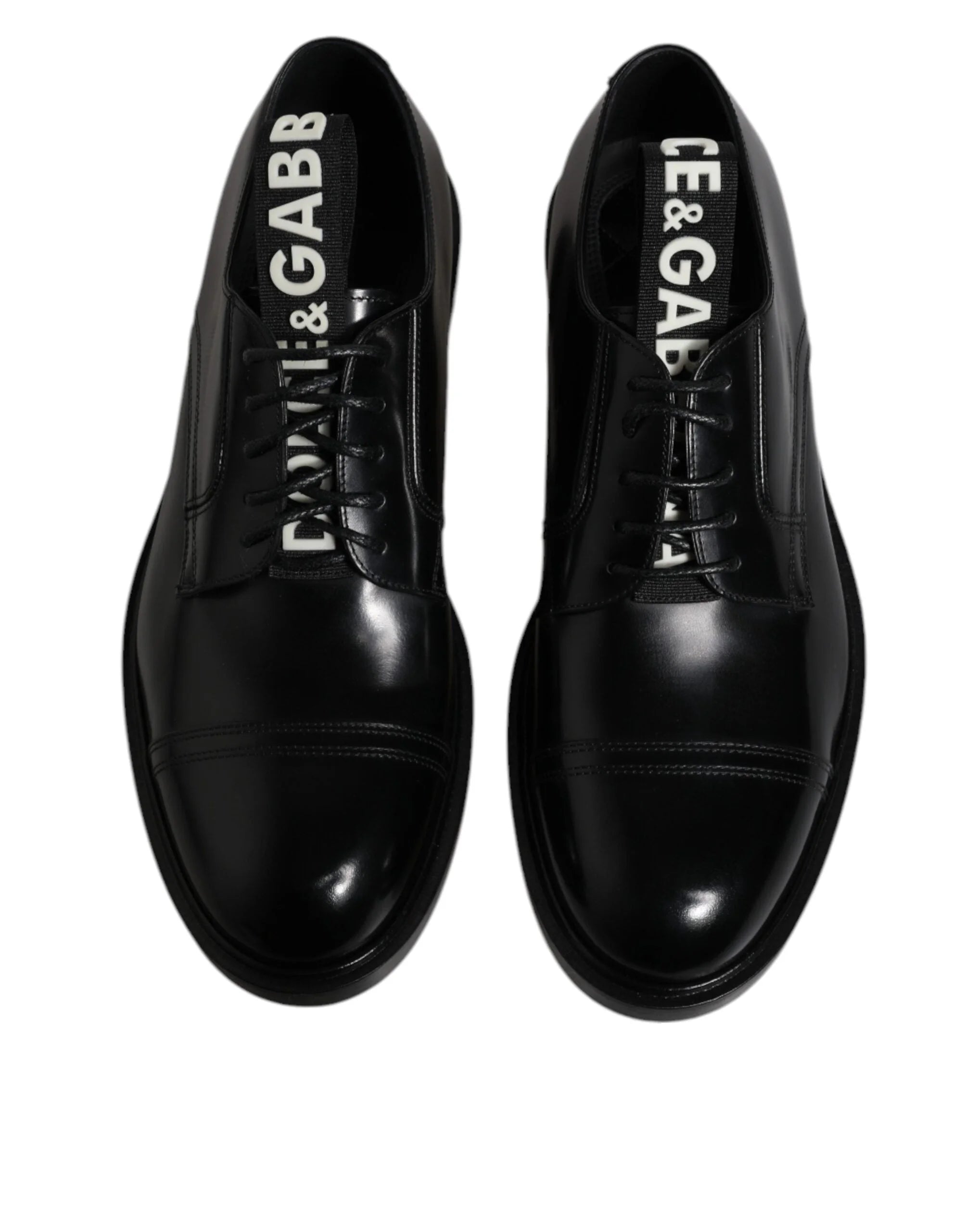 Dolce & Gabbana Black Patent Leather Derby Lace Up Formal Dress Shoes - Shoes