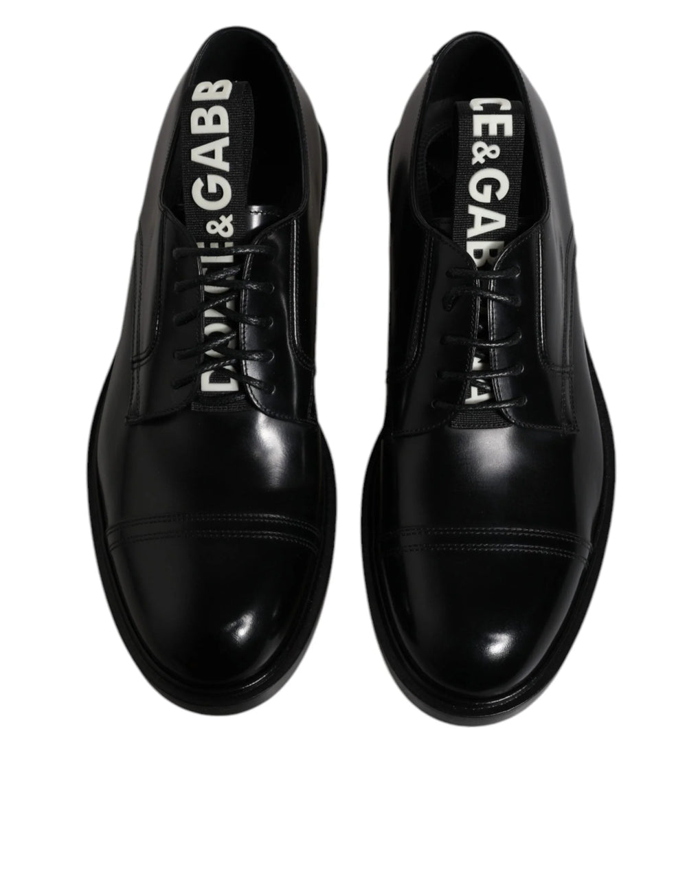 Dolce & Gabbana Black Patent Leather Derby Lace Up Formal Dress Shoes - Shoes