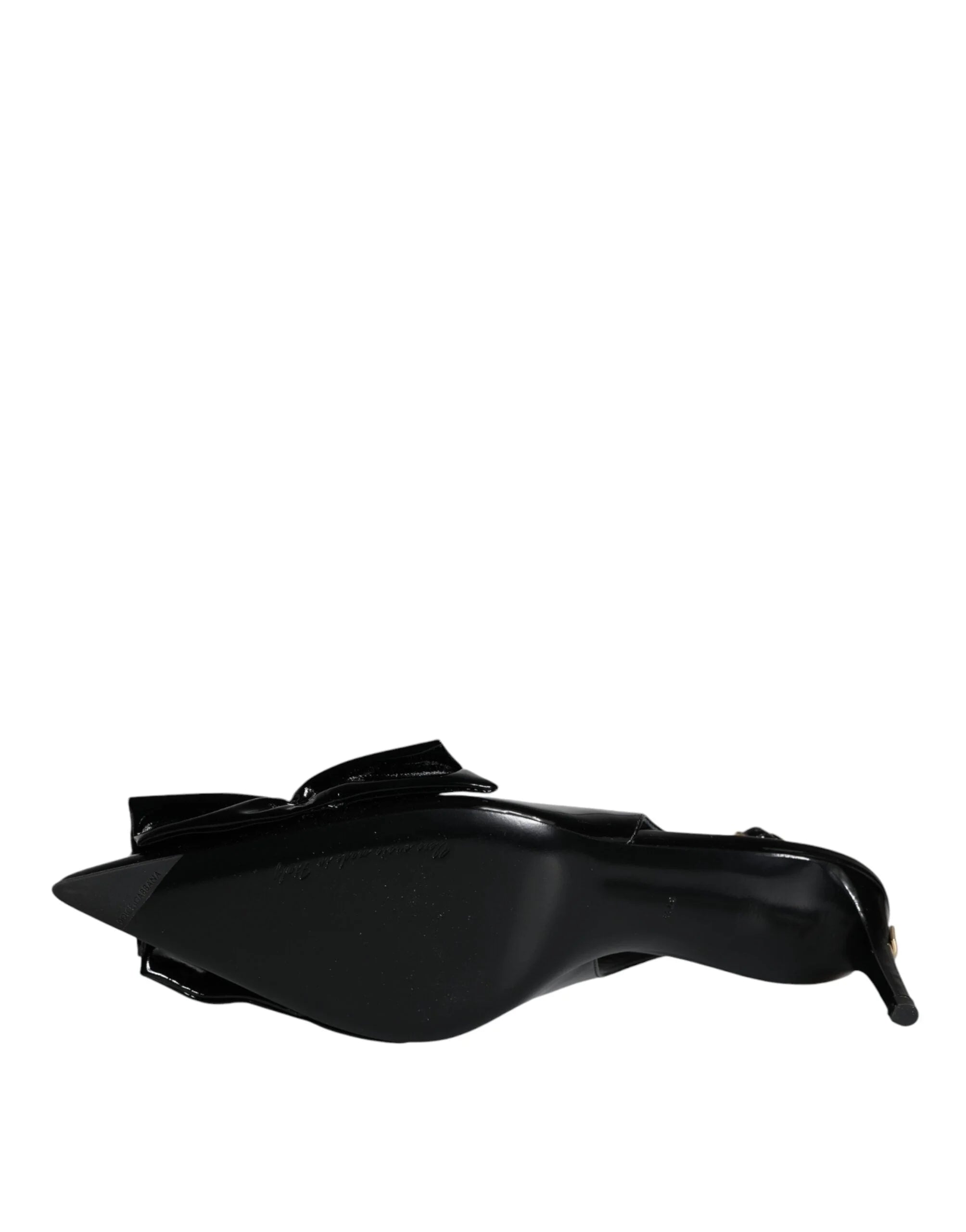 Dolce & Gabbana Black Patent Leather Heels Slingback Shoes - EU37/US6.5 - Heels