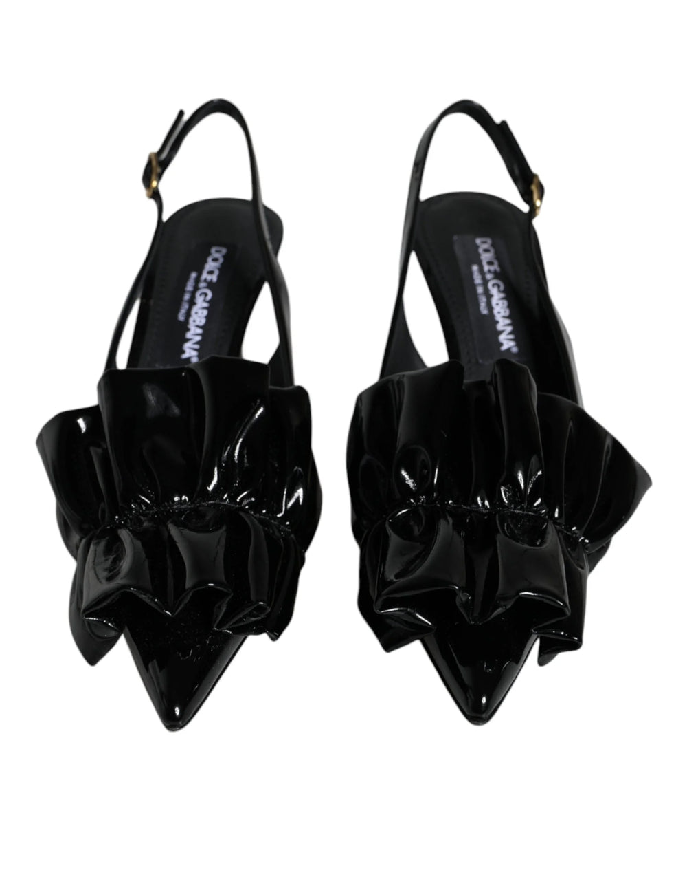 Dolce & Gabbana Black Patent Leather Heels Slingback Shoes - EU37/US6.5 - Heels