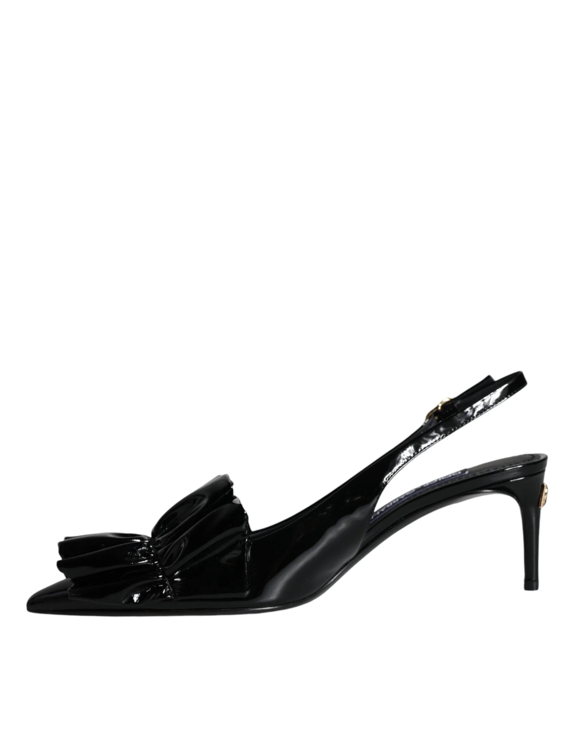 Dolce & Gabbana Black Patent Leather Heels Slingback Shoes - EU37/US6.5 - Heels