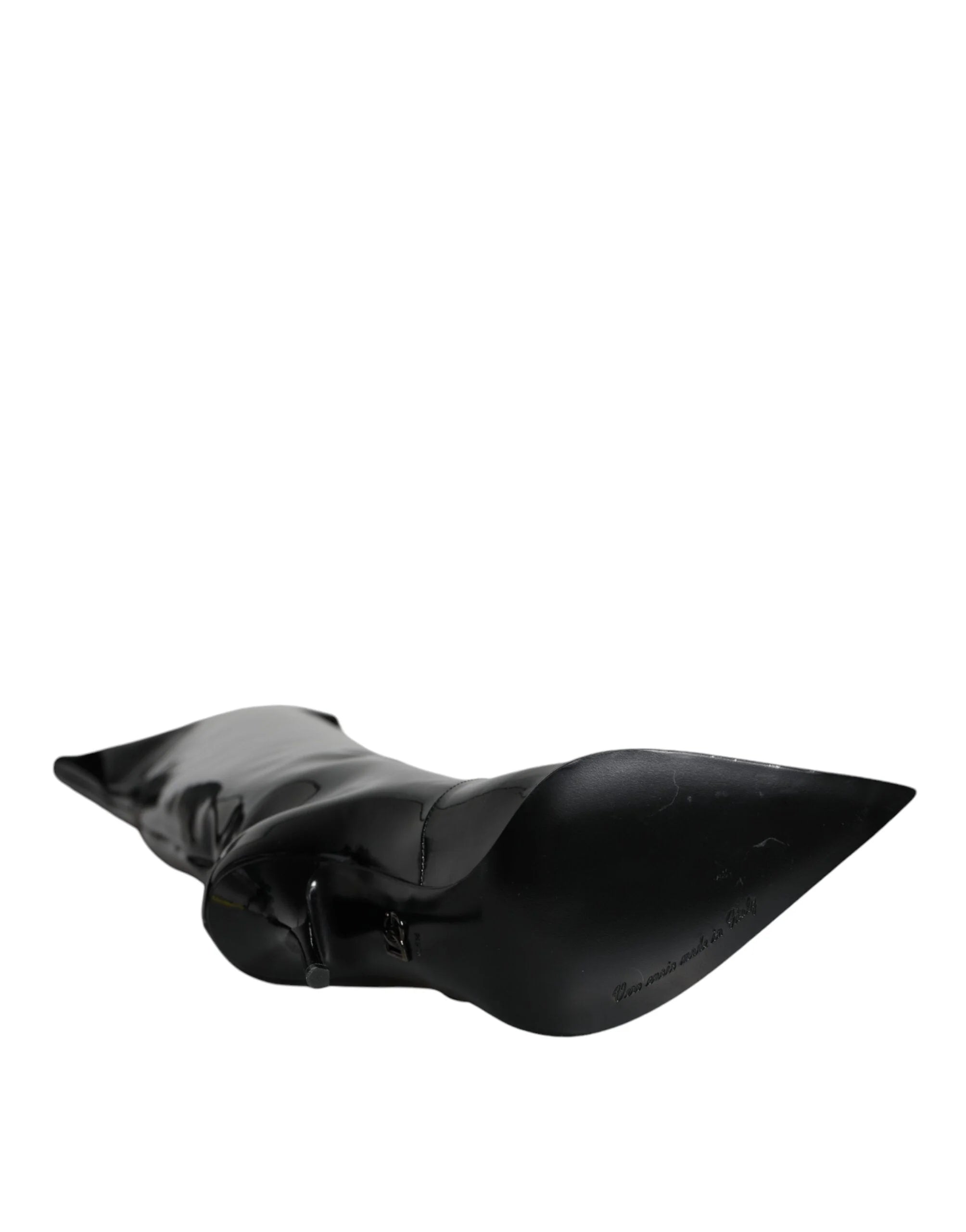 Dolce & Gabbana Black Patent Leather Knee High Boots Shoes - EU37/US7