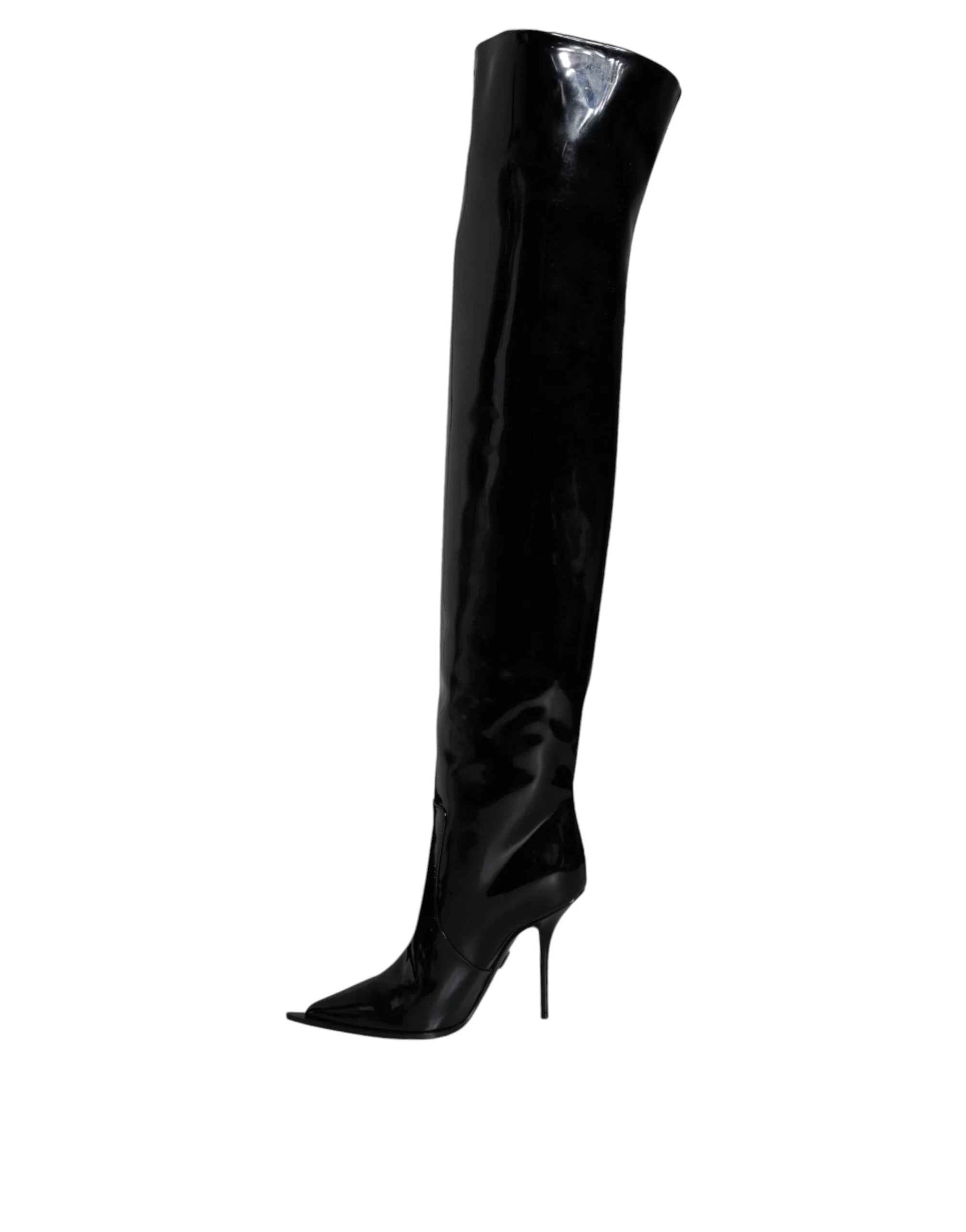 Dolce & Gabbana Black Patent Leather Knee High Boots Shoes - EU37/US7 - Boots