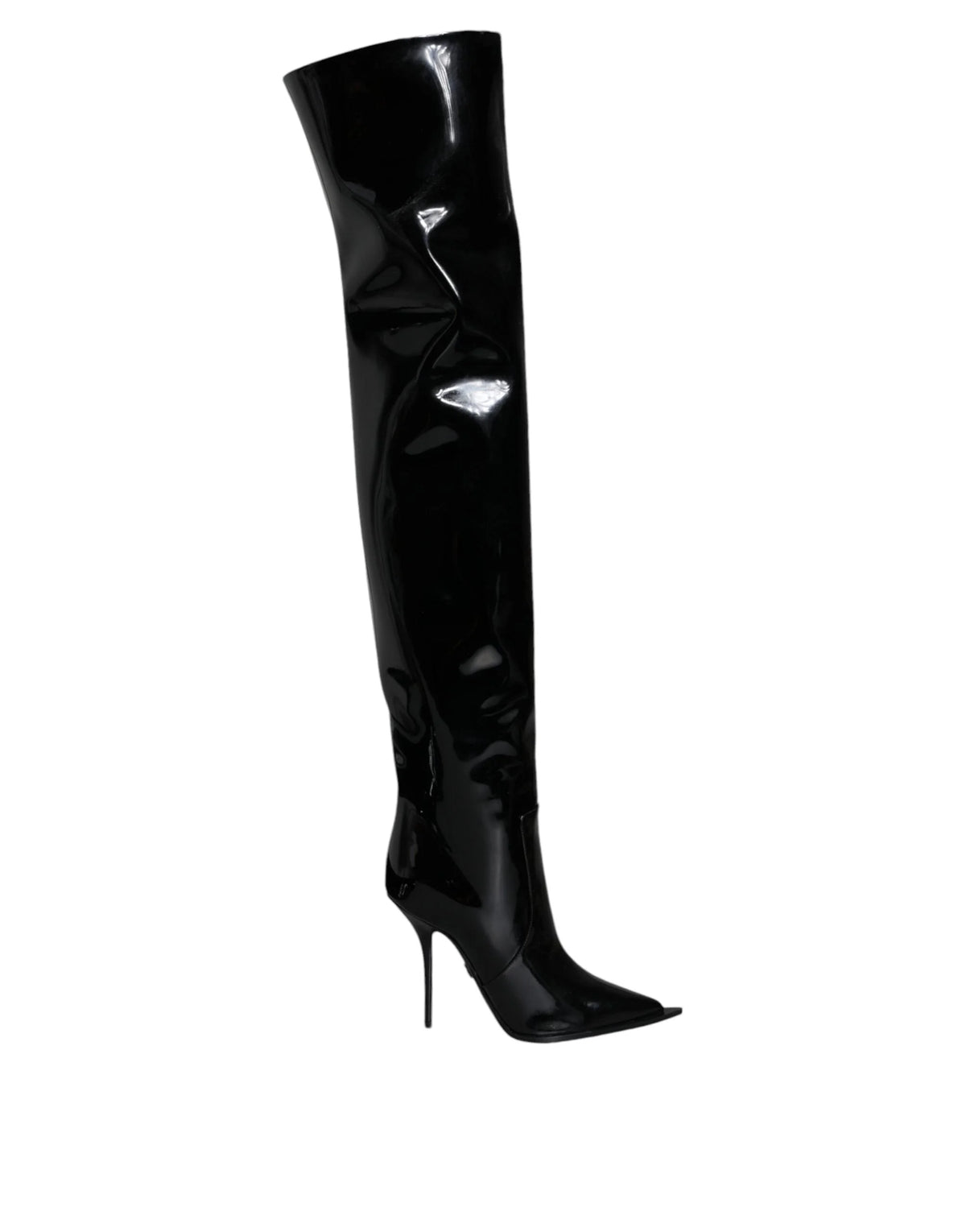 Dolce & Gabbana Black Patent Leather Knee High Boots Shoes - EU37/US7 - Boots