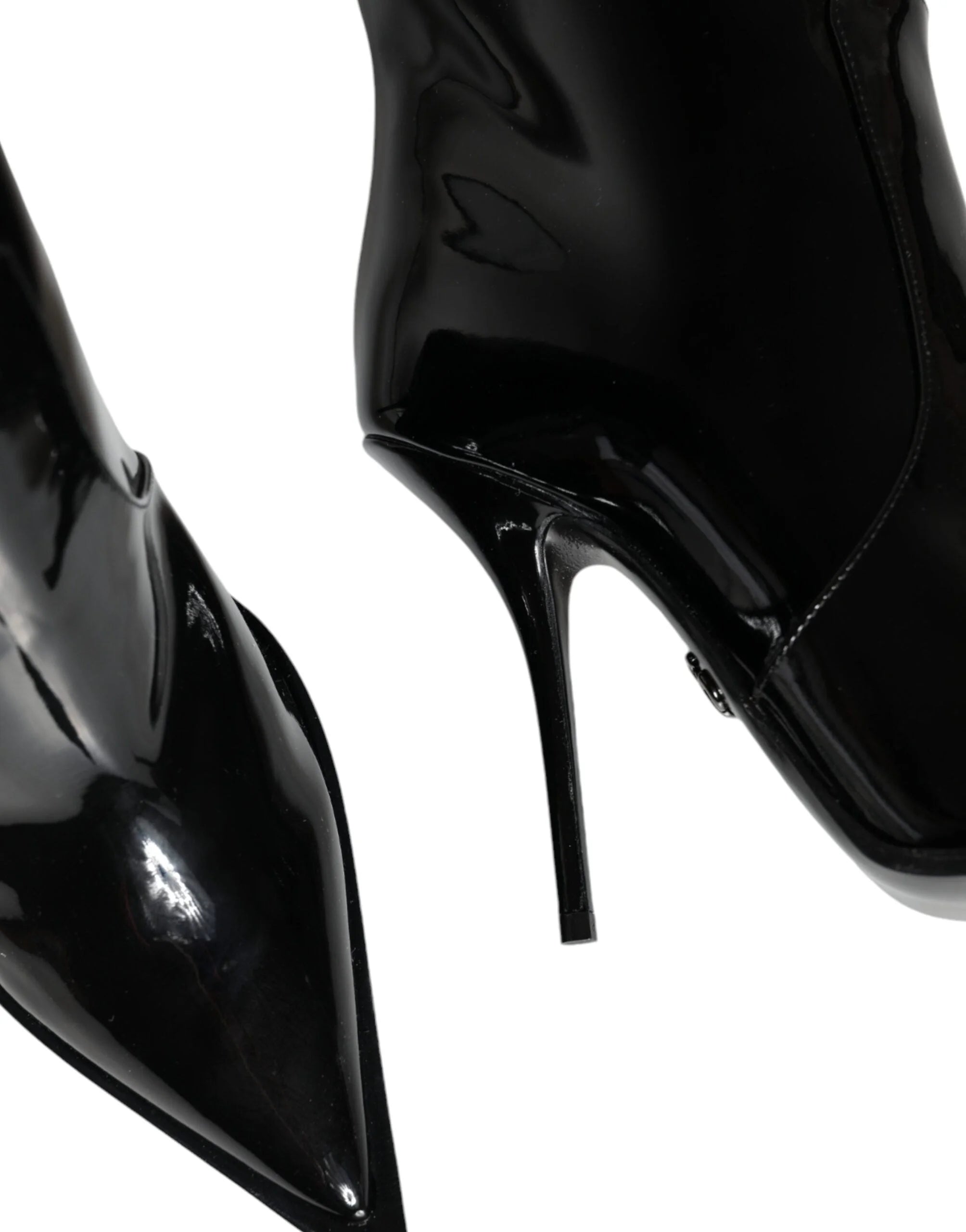 Dolce & Gabbana Black Patent Leather Knee High Boots Shoes - EU37/US7
