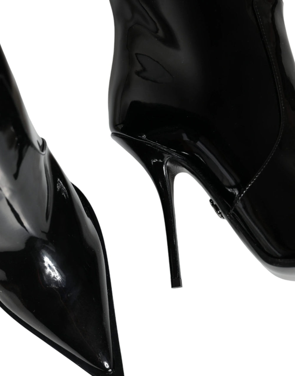 Dolce & Gabbana Black Patent Leather Knee High Boots Shoes - EU37/US7