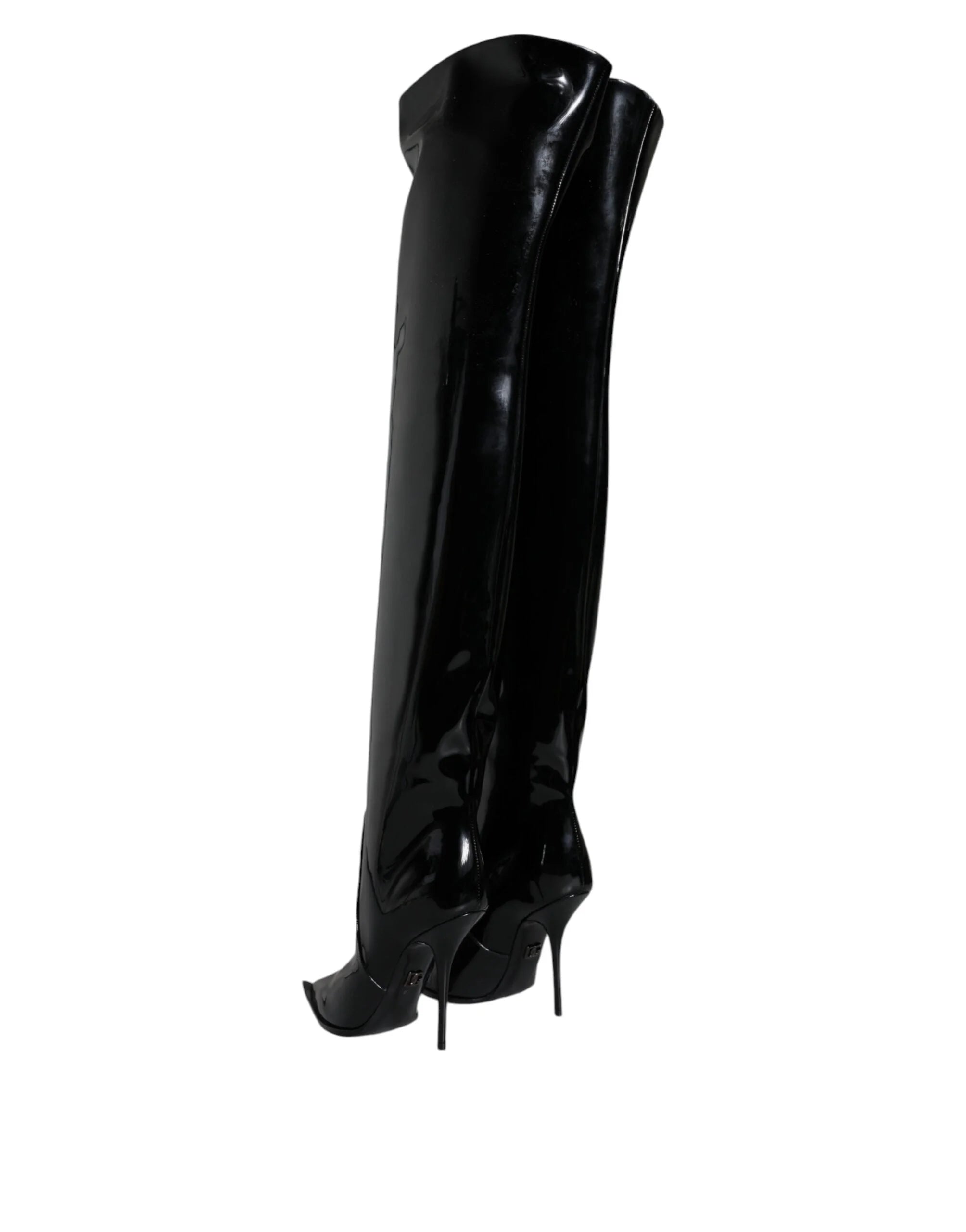 Dolce & Gabbana Black Patent Leather Knee High Boots Shoes - EU37/US7