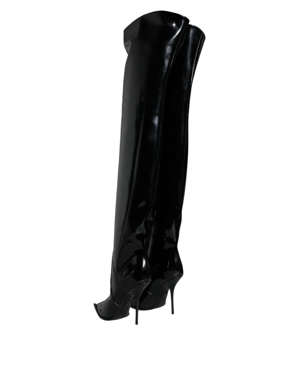 Dolce & Gabbana Black Patent Leather Knee High Boots Shoes - EU37/US7
