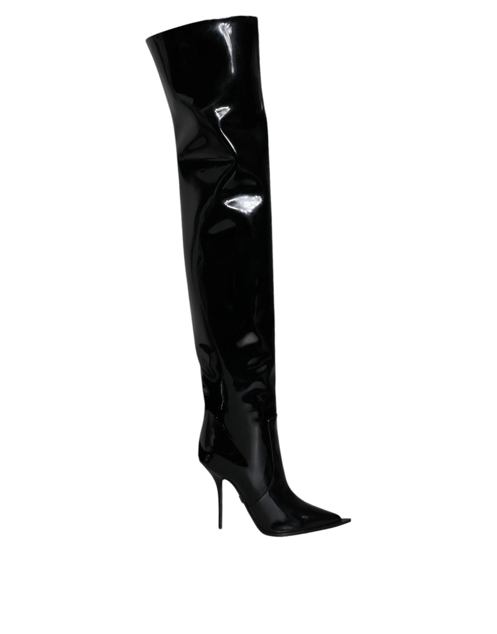 Dolce & Gabbana Black Patent Leather Knee High Boots Shoes - EU37/US7