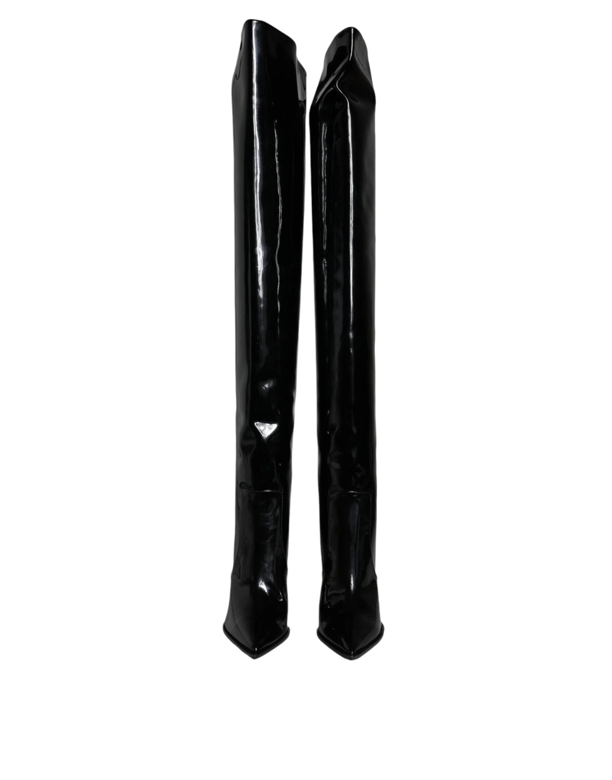 Dolce & Gabbana Black Patent Leather Knee High Boots Shoes - EU37/US7