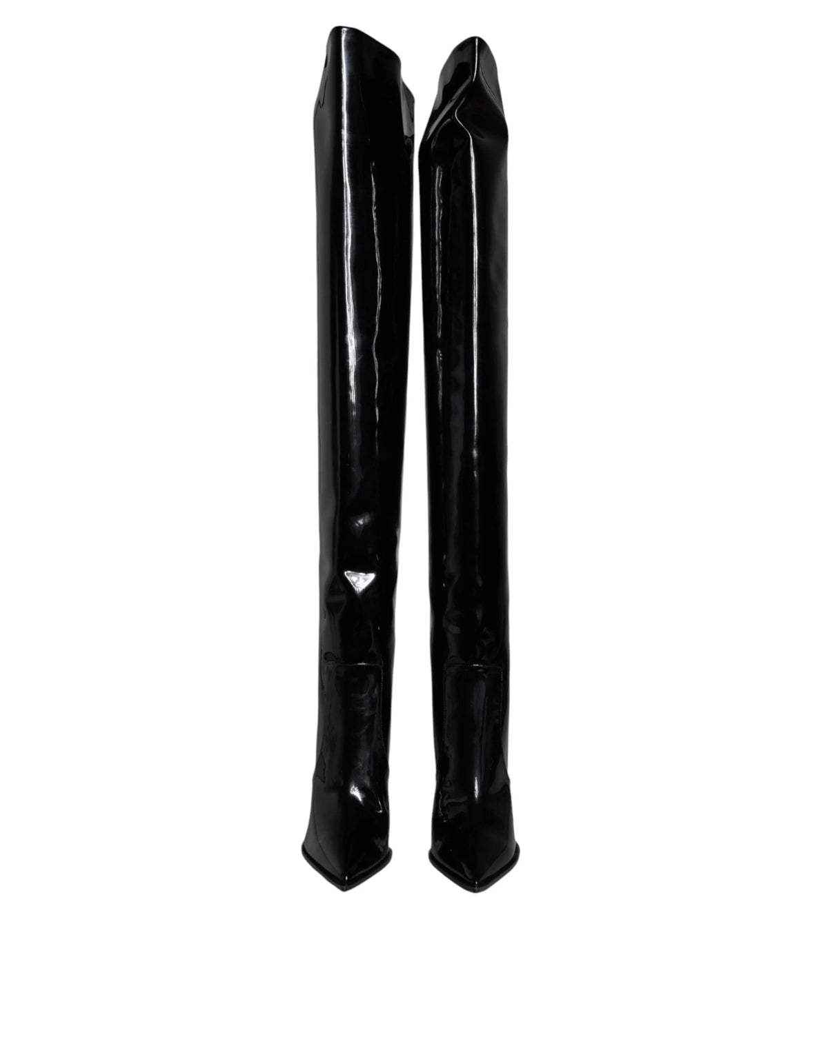 Dolce & Gabbana Black Patent Leather Knee High Boots Shoes - EU37/US7