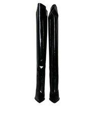 Dolce & Gabbana Black Patent Leather Knee High Boots Shoes - EU37/US7