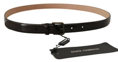 Dolce & Gabbana Black Patent Leather Logo Metal Waist Buckle Belt - 90 cm / 36 Inches - Belts