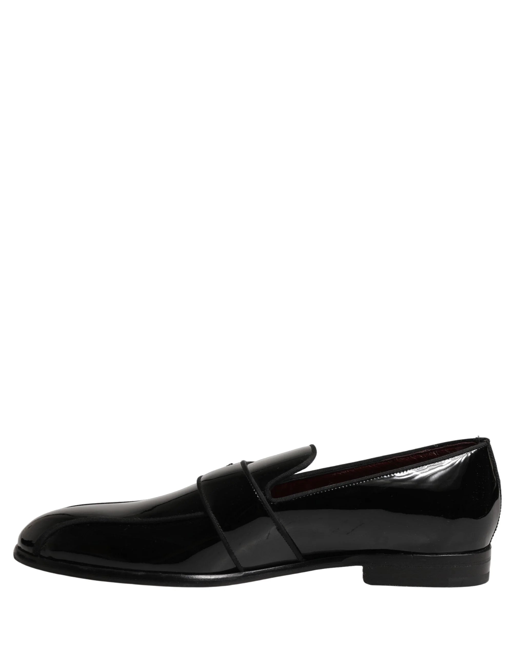 Dolce & Gabbana Black Patent Leather Men Loafers Shoes - EU44/US11