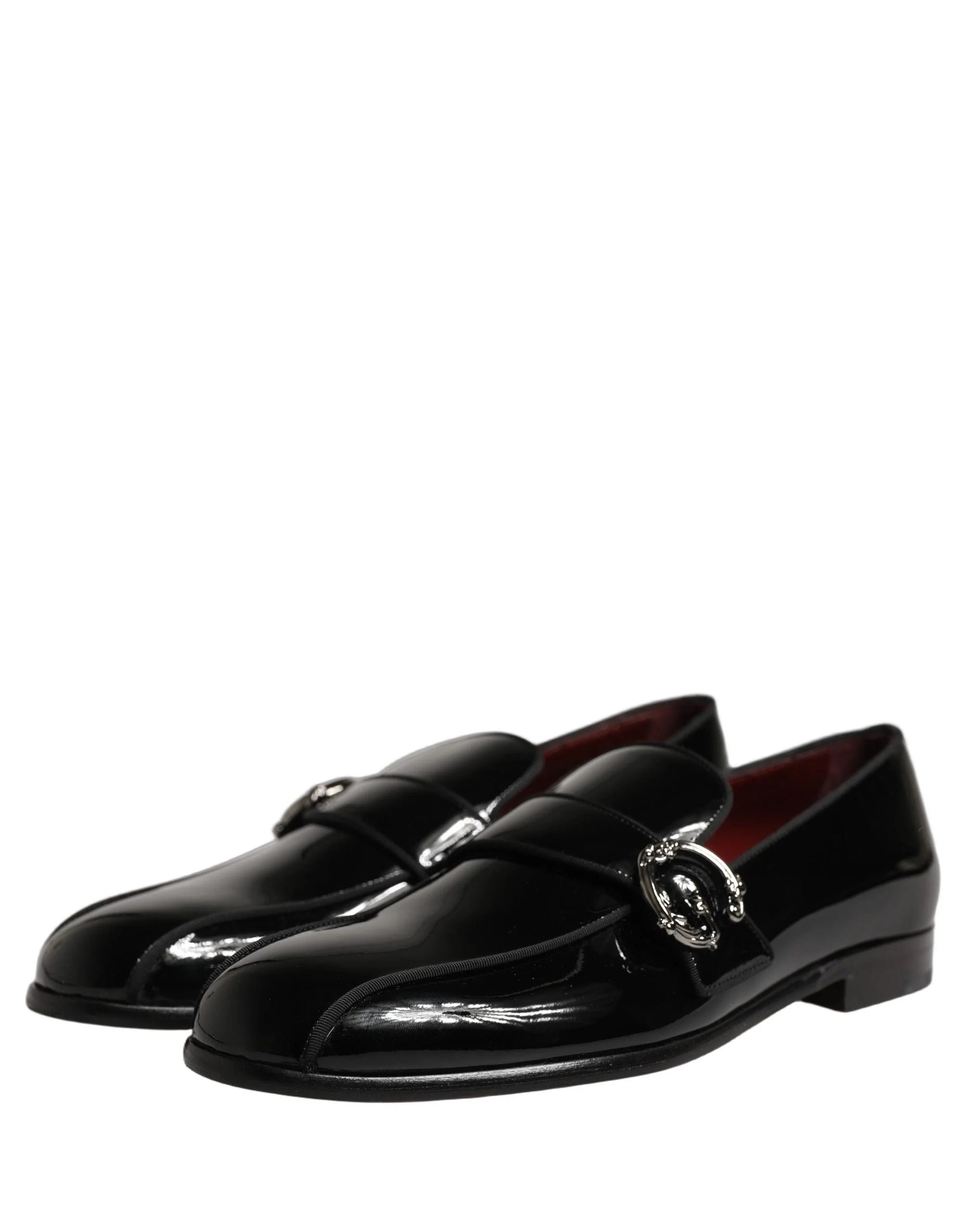 Dolce & Gabbana Black Patent Leather Men Loafers Shoes - EU44/US11