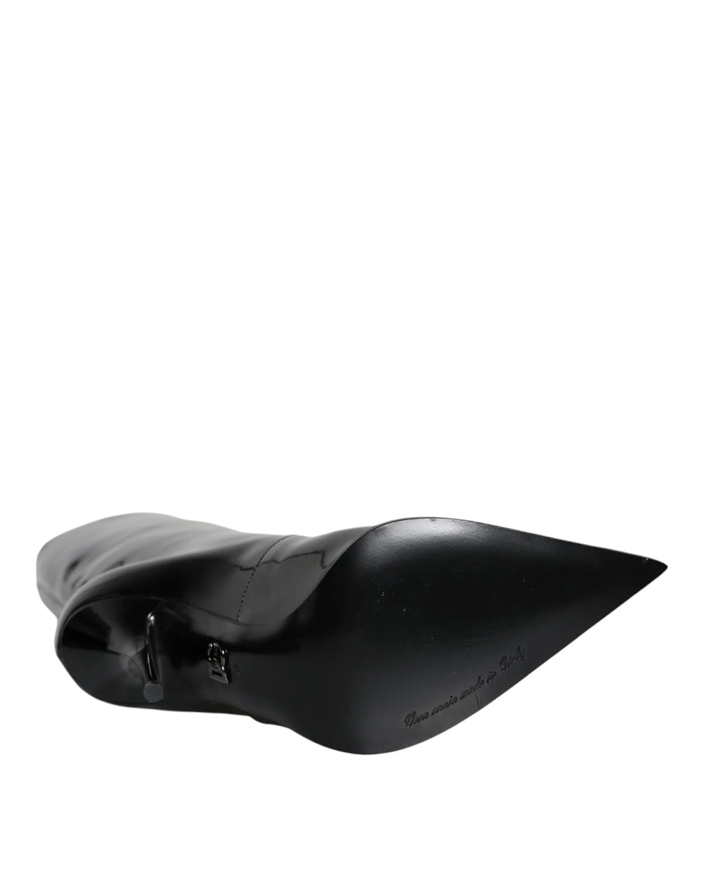 Dolce & Gabbana Black Patent Leather Mid Calf Boots Shoes - Boots