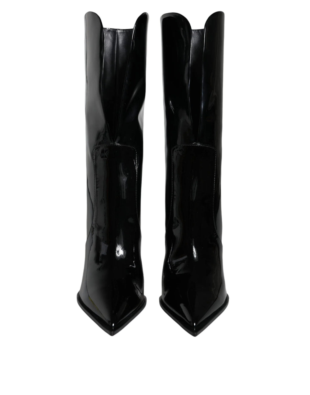 Dolce & Gabbana Black Patent Leather Mid Calf Boots Shoes - Boots