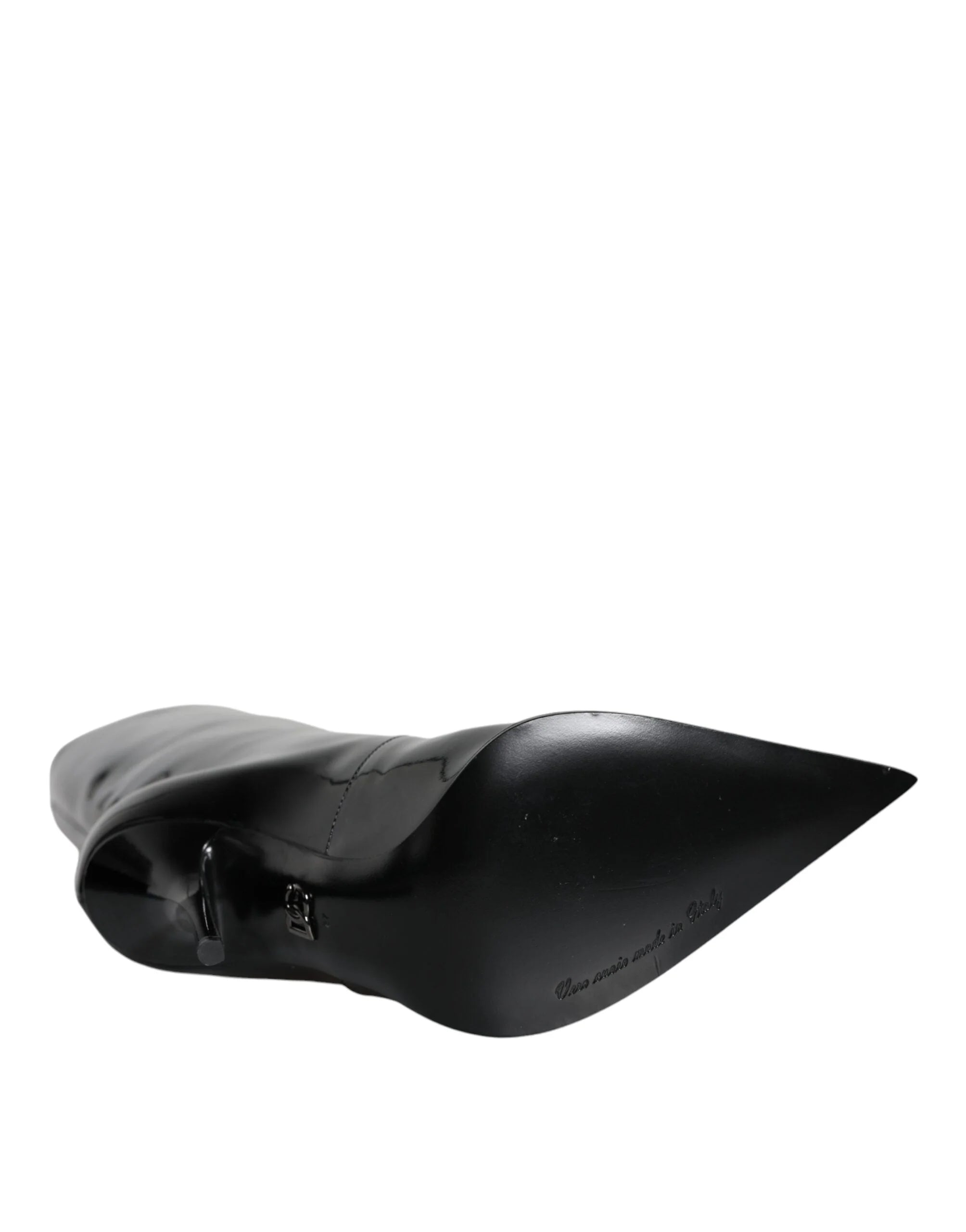 Dolce & Gabbana Black Patent Leather Mid Calf Boots Shoes - EU37/US6.5 - Boots
