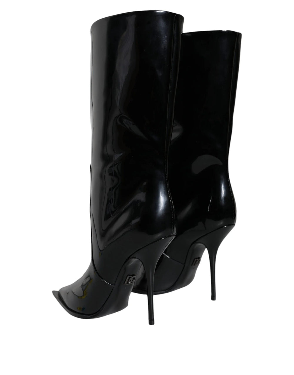 Dolce & Gabbana Black Patent Leather Mid Calf Boots Shoes - EU37/US6.5 - Boots