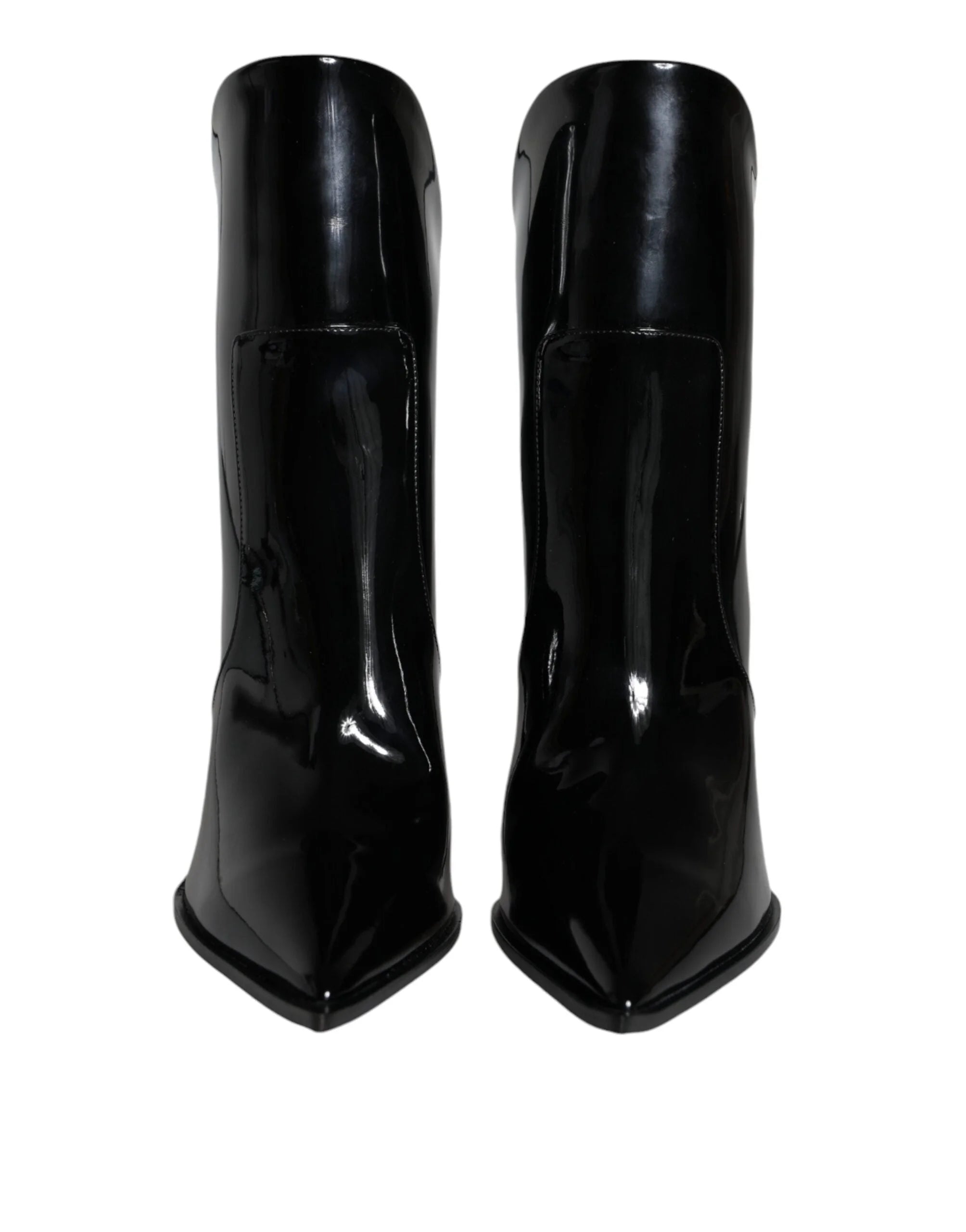 Dolce & Gabbana Black Patent Leather Pointed Ankle Boots Shoes - Boots