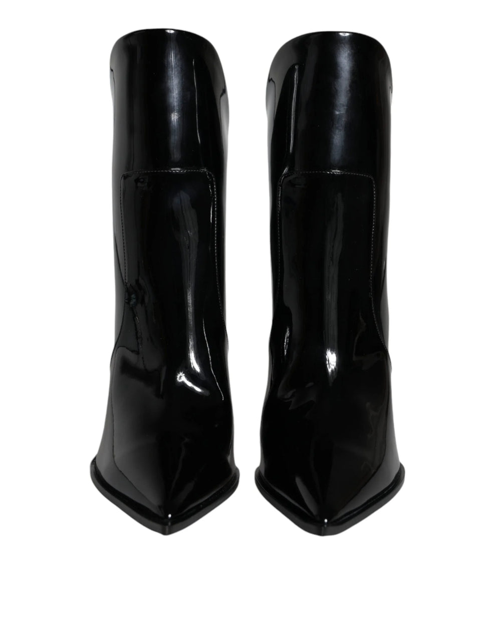 Dolce & Gabbana Black Patent Leather Pointed Ankle Boots Shoes - Boots