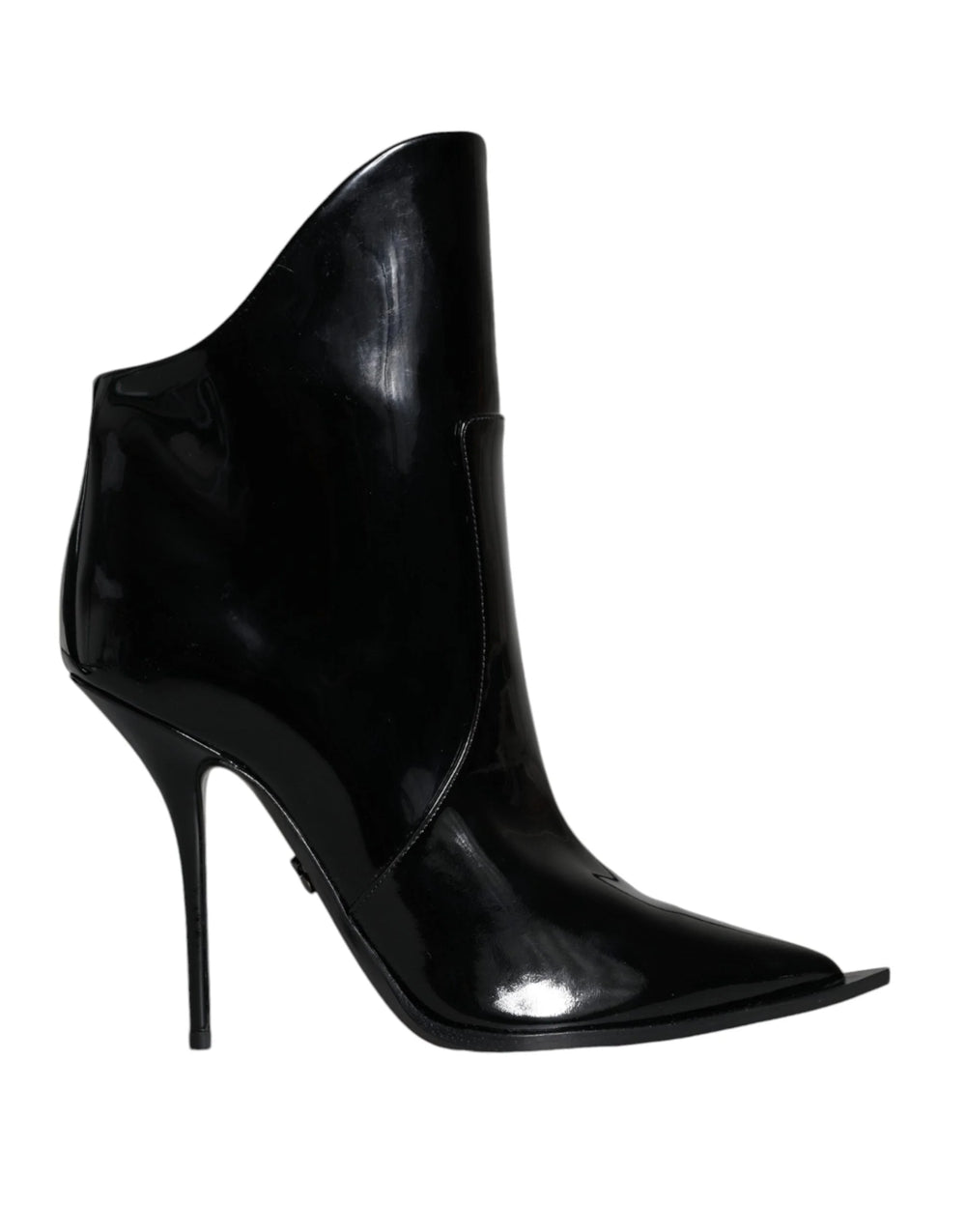 Dolce & Gabbana Black Patent Leather Pointed Ankle Boots Shoes - Boots