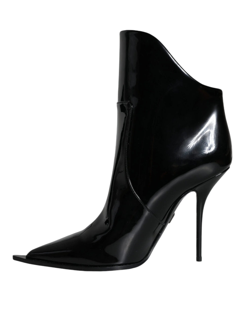 Dolce & Gabbana Black Patent Leather Pointed Ankle Boots Shoes - Boots