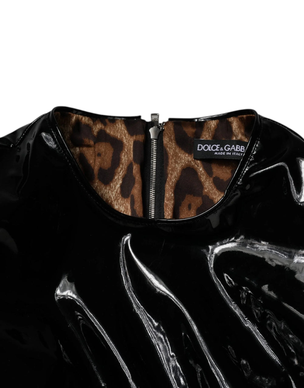 Dolce & Gabbana Black Patent Leather Puff Sleeves Mini Dress - IT38 | XS - Dresses