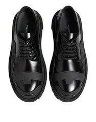 Dolce & Gabbana Black Patent Leather Trekking Derby Shoes - EU39/US6 - Shoes