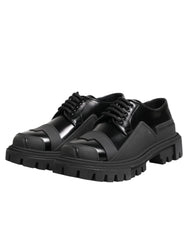 Dolce & Gabbana Black Patent Leather Trekking Derby Shoes - EU39/US6 - Shoes