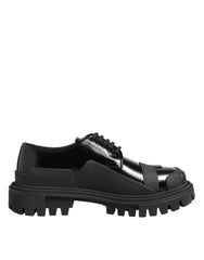 Dolce & Gabbana Black Patent Leather Trekking Derby Shoes - EU39/US6 - Shoes
