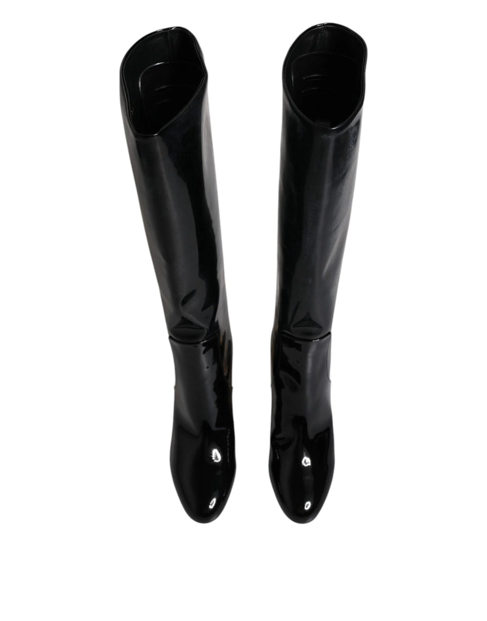 Dolce & Gabbana Black Patent Leather Vally High Boots Shoes - Boots