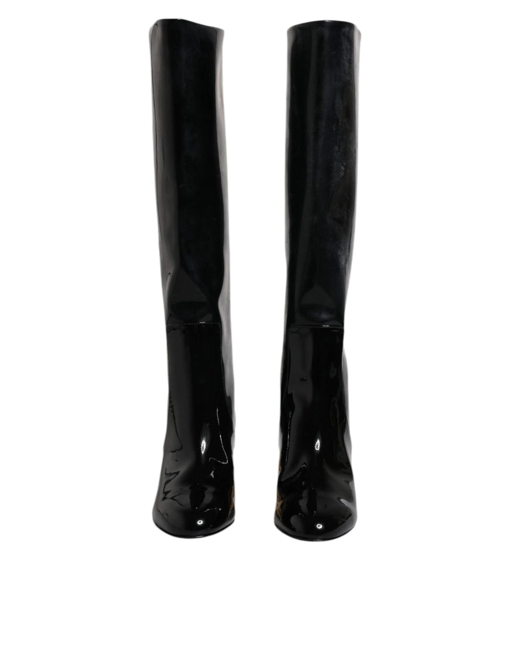 Dolce & Gabbana Black Patent Leather Vally High Boots Shoes - Boots
