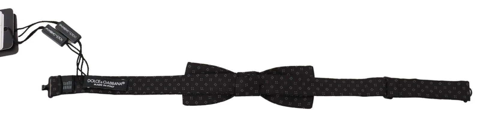 Dolce & Gabbana Black Pattern Silk Adjustable Neck Papillon Bow Tie - Neckties