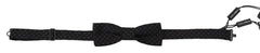 Dolce & Gabbana Black Pattern Silk Adjustable Neck Papillon Bow Tie - Neckties